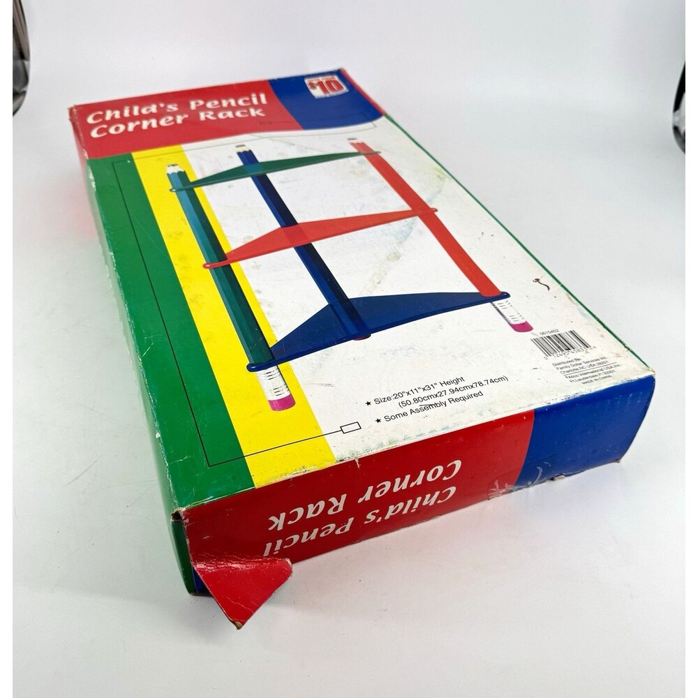 Kids Pencil Corner Rack 3-Tier Shelf Vintage Family Dollar NOS 20x11x31